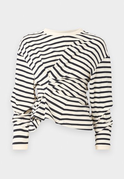 A.W.A.K.E. MODE STRIPE ONG SLEEVE KNOTTED WITH OPEN BACK - Maglietta a manica lunga - navy/ecru