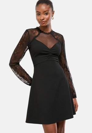 HIGH NECK RUCHED MINI - Rochie de zi - black