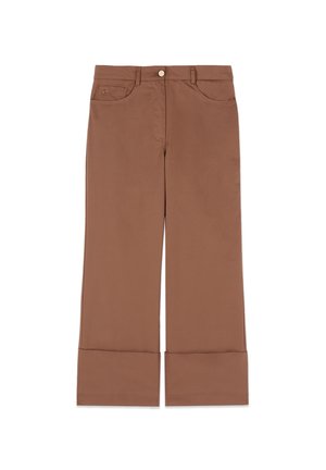 Oltre, PANTALONI CROPPED CON RISVOLTO - Pantalones - marrone