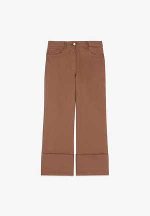 Oltre, PANTALONI CROPPED CON RISVOLTO - Stoffhose - marrone
