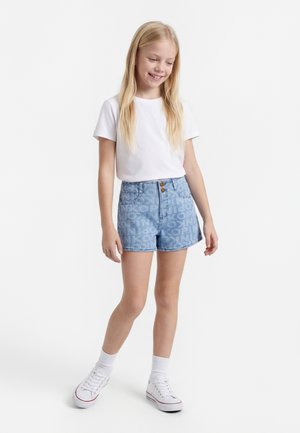 Pinko Up, ALLOVER LOGO - Jeansshorts - light blue