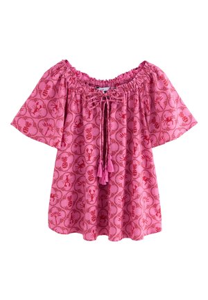 REGULAR FIT - SHORT SLEEVE BARDOT  - Pluus - pink red lobster print