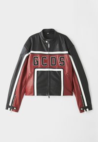 RACING JACKET - Leather jacket - black/dark red