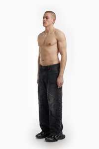 FAVELA FABRIC PATCH UNISEX - Ohlapne kavbojke - black washed