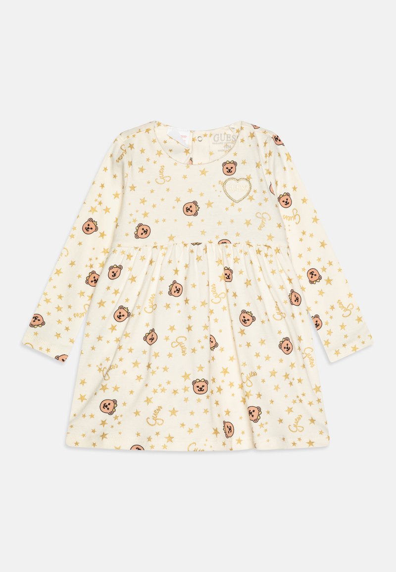 Guess NEWBORN DRESS BODYSUIT - Jerseyklänning - white/golden brown