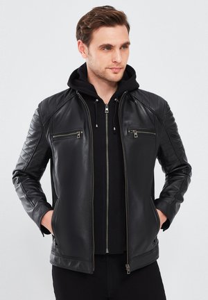 Derimod Veste en cuir - black