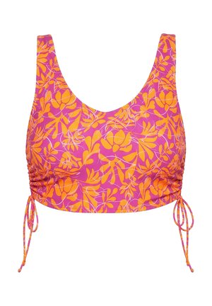 Studio Untold, NEON LEAVES GATHERED BIKINI TOP - Bikinitop - orange