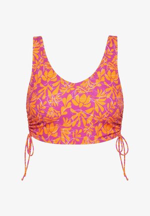 Studio Untold, NEON LEAVES GATHERED BIKINI TOP - Bikinitop - orange