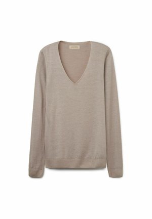 Falconeri ULTRAFINE V-NECK - Strickpullover - dunkelgrau dark stone garment-dyed