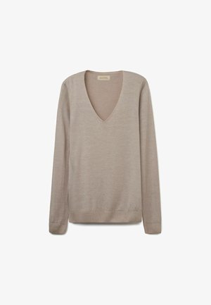 Falconeri ULTRAFINE V-NECK - Pullover - dunkelgrau dark stone garment-dyed