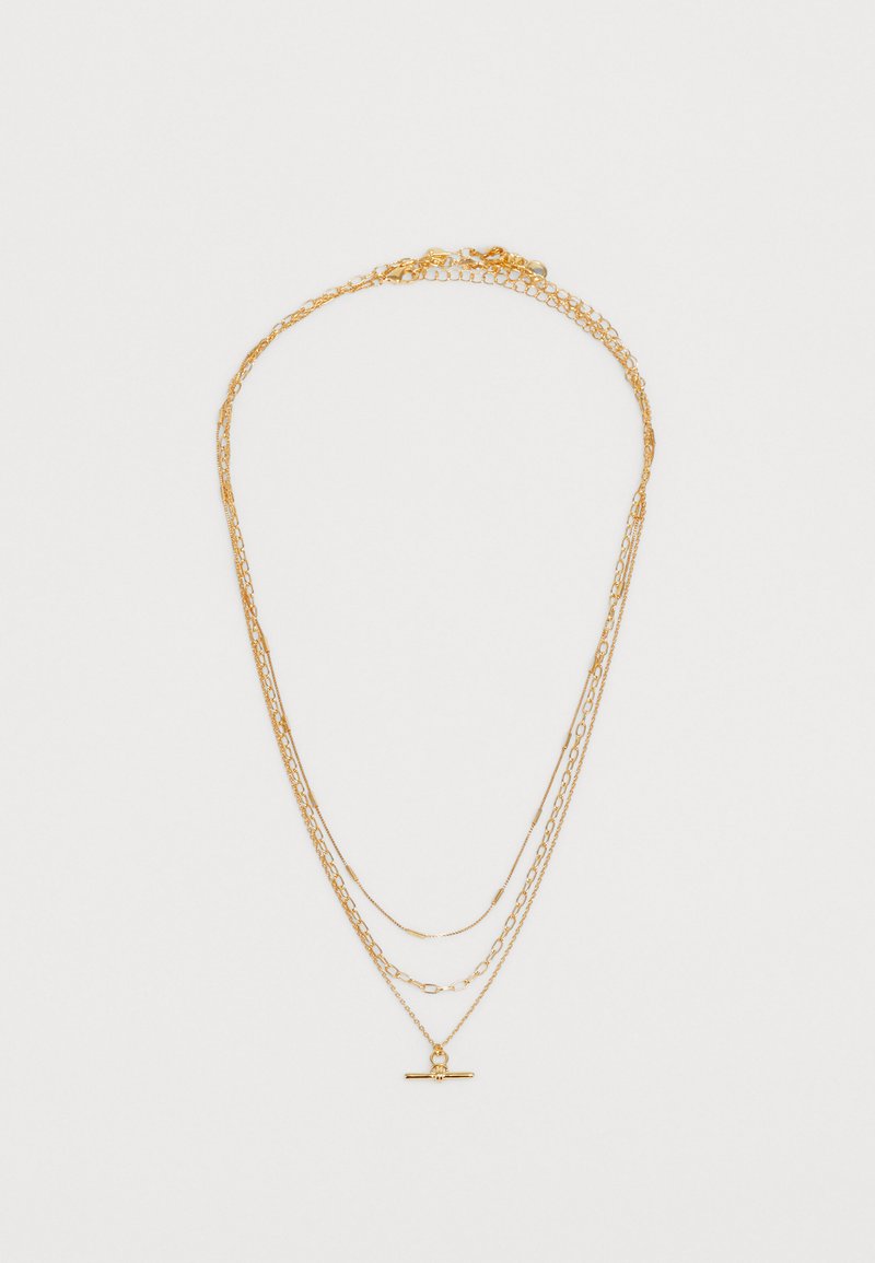 Orelia DAINTY T-BAR ROW NECKLACE - Colier - pale gold-coloured/auriu ...