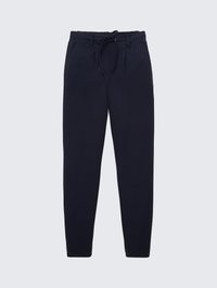 Pantalones jogger en color navy, confeccionados con una tela suave y elástica. Cuentan con una cinturilla elástica con cordón, bolsillos frontales y patas ajustadas.