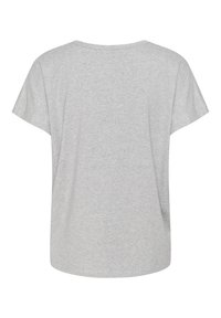 Grå kortärmad t-shirt med rundhals och avslappnad passform. Slätt bomullsmaterial, inga mönster eller ytterligare detaljer.