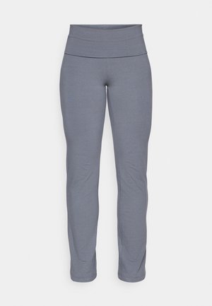 Grijze sportleggingen met een brede, gladde tailleband en een aansluitend, taps toelopend beenontwerp. Gemaakt van een zachte, rekbare stof.