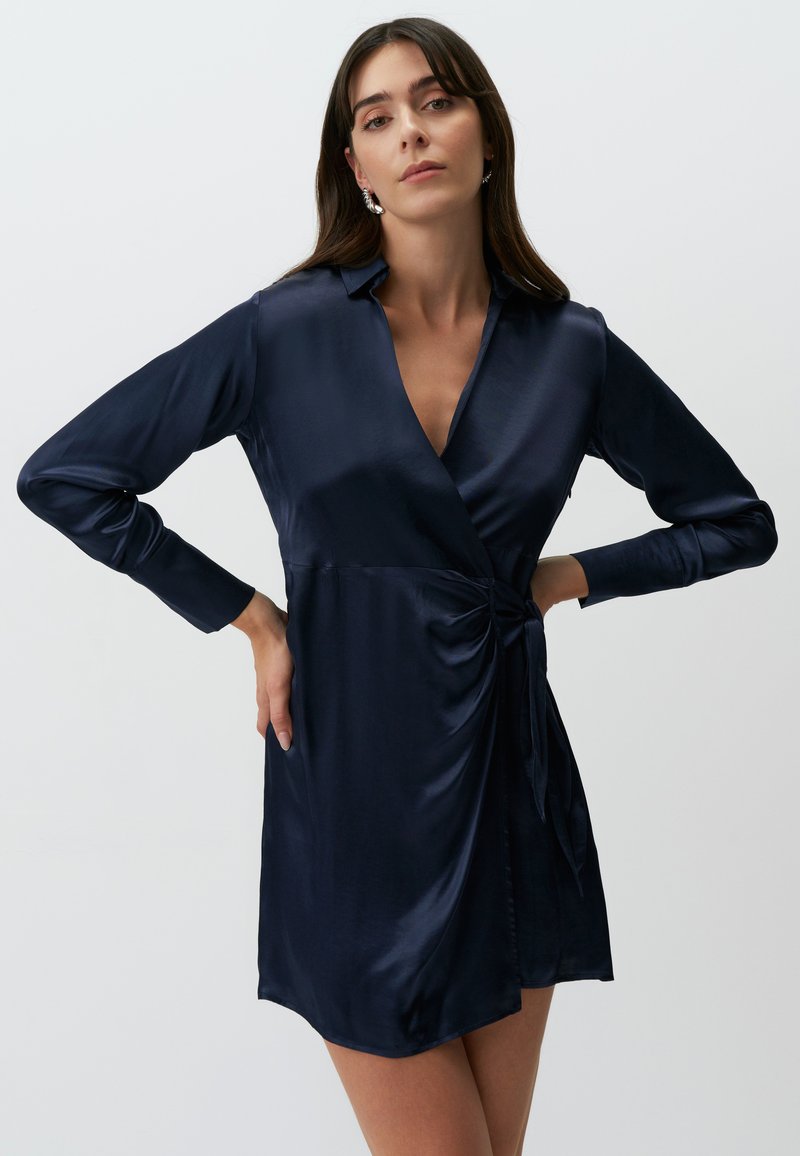 Jimmy Key LONG SLEEVE DOUBLE-BREASTED COLLAR - Freizeitkleid - dark blue