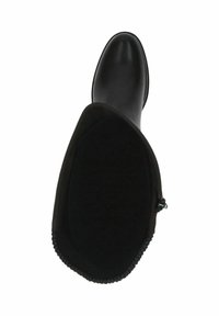Bottines noires montantes en cuir lisse, avec un bout rond et une fermeture éclair sur le côté. Doublure intérieure noire douce et semelle texturée.