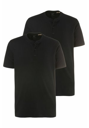 GROSSE GRÖSSEN BIS 7XL  IM DOPPELPACKHENLEY RUNDHALSAUSSCHNITT KNOPFLEISTE - T-Shirt basic - black