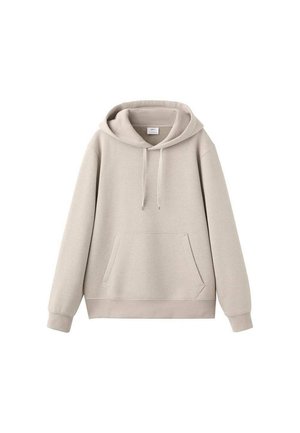 Svijetlo bež dukserica od mješavine pamuka, s prostranim prednjim džepom, kapuljačom s vezicama i rebrastim manžetama i porubom.