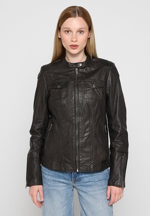 BAMINA - Chaqueta de cuero - black