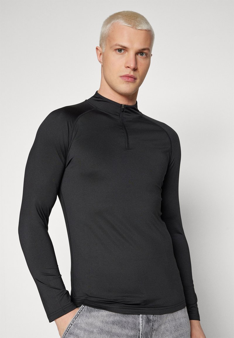 YOURTURN MUSCLE FIT LONG SLEEVE WITH ZIP UNISEX - Hosszú ujjú felső - black