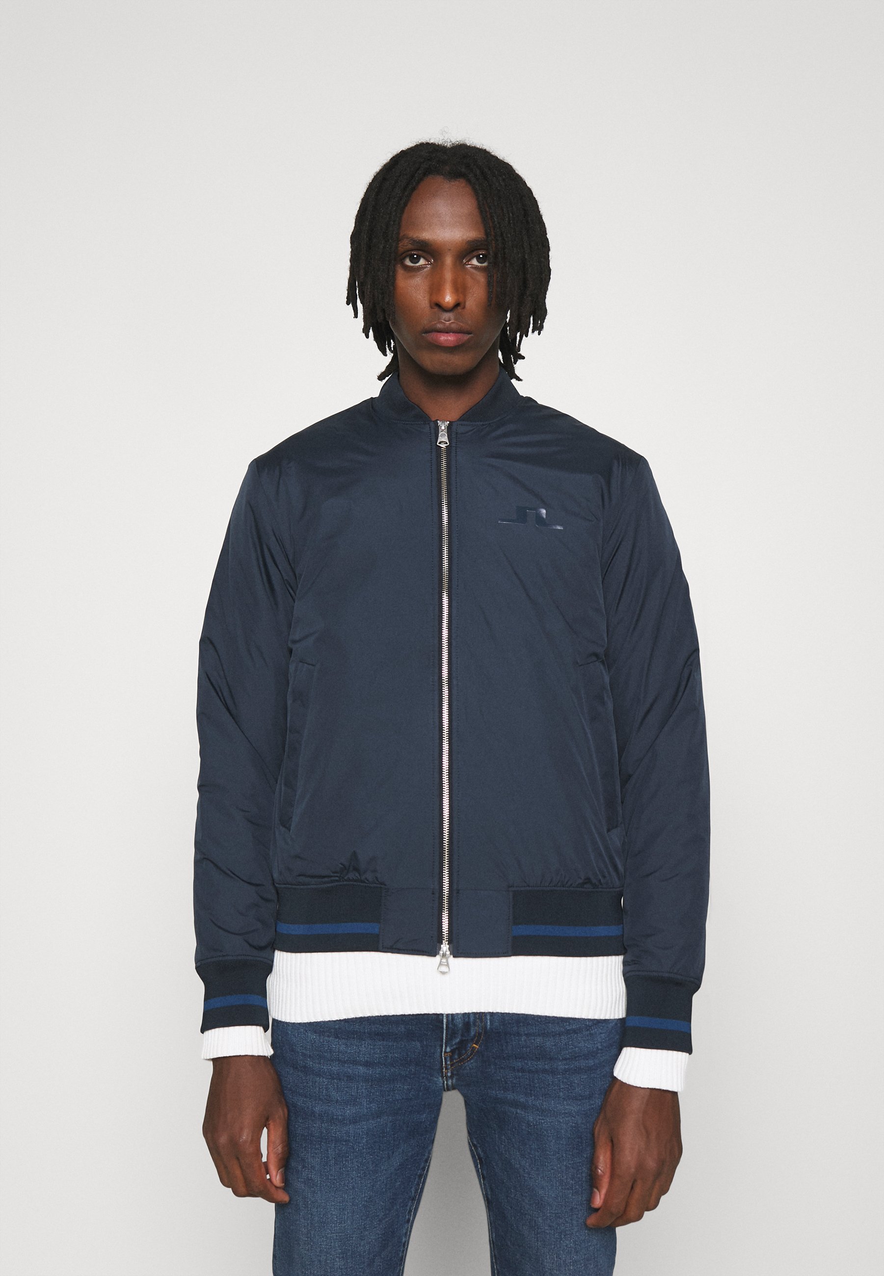 padded navy jacket