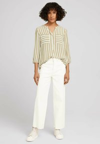 TOM TAILOR Bluse - khaki offwhite stripe