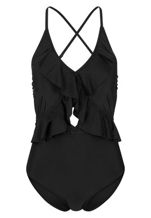 MIT ATTRAKTIVEM VOLANT UND CUT-OUT - Costume da bagno - schwarz