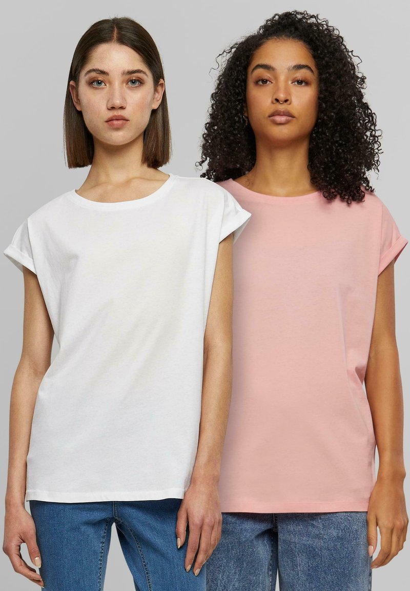 Urban Classics - EXTENDED SHOULDER 2-PACK - Pamata T-krekls - lemonadepink white, Palielināt