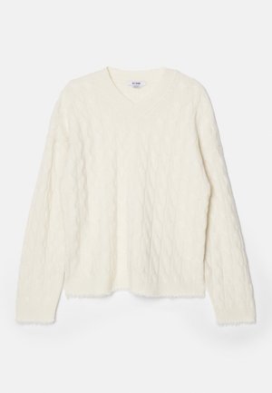 CABLE VNECK - Jumper - ivory