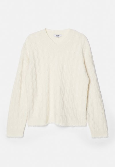 RE/DONE CABLE VNECK - Džemperis - ivory