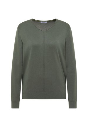 Cecil, BASIC PULLOVER MIT V-NECK IN UNIFARBE - Trui - dried olive green