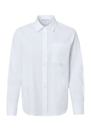 Biała koszula z długim rękawem na guziki, z ostrym kołnierzem i jedną kieszenią na piersi, rozmiar 36, oznaczona Marie Lund.