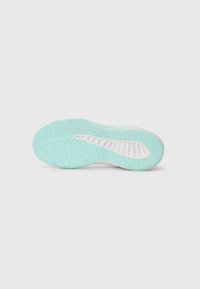 Light blue rubber sneaker outsole with textured grip patterns, designed with a smooth white midsole and a streamlined shape.