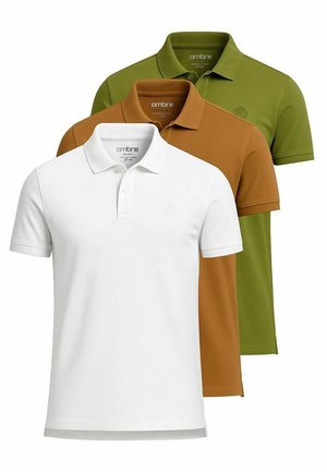 SET OF 3  - Poloshirt - white olive light brown