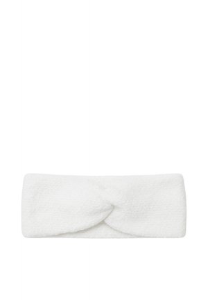 White textured fabric headband with a twisted knot design at the center, shown against a plain background.