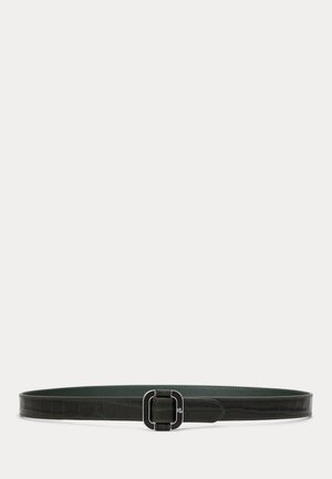 SLIDE BUCKLE CROC EMBOSSED LEATHER BELT - Curea - dark pine