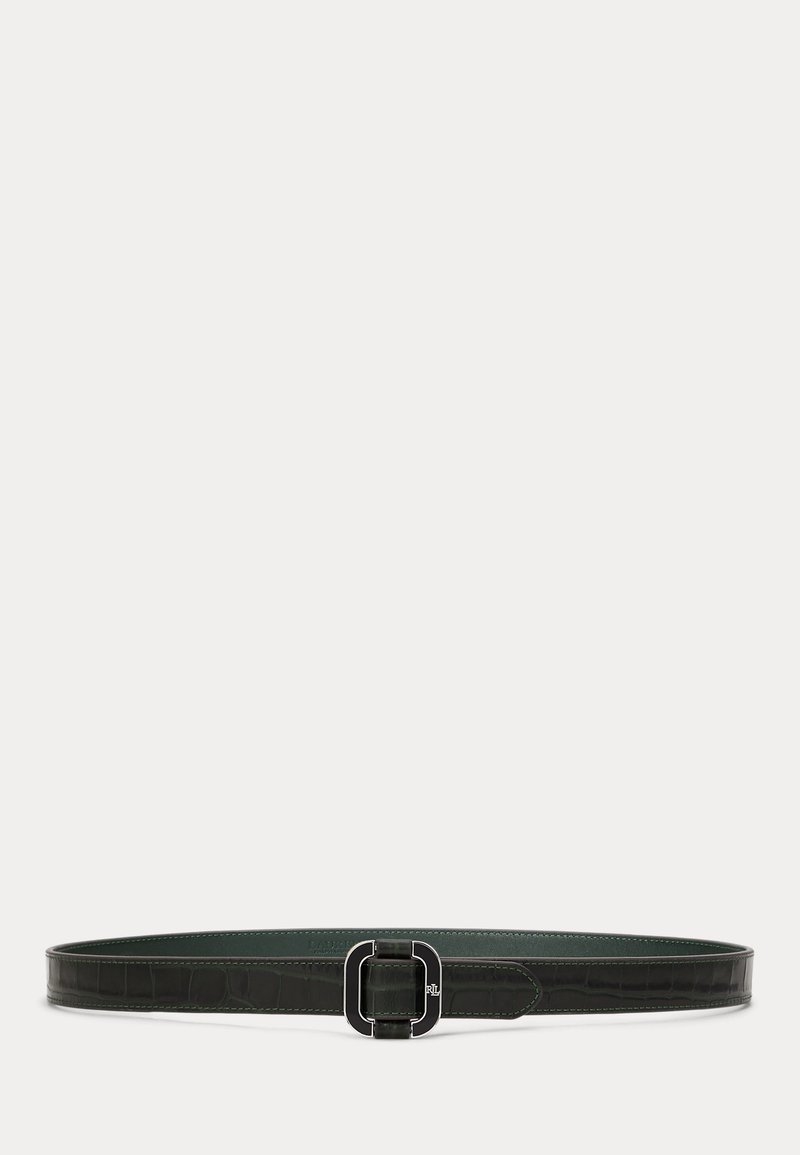 Lauren Ralph Lauren SLIDE BUCKLE CROC EMBOSSED LEATHER BELT - Pas - dark pine