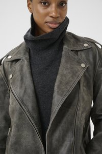 Gestuz VINTAGE JACKET - Kožená bunda - cold vintage grey