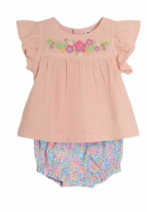 REGULAR FIT - 2-PIECE EMBROIDERED TOP & BLOOMERS SET  - Shorts - coral pink floral