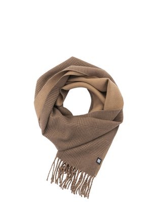 CHECKED WITH TASSELS - Schal - dark brown and coffee