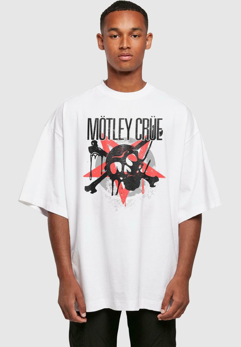Merchcode MOTLEY CRUE - MONTAGE SKULL HUGE - Top s dlouhým rukávem - white