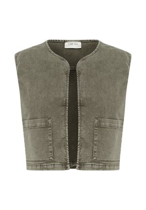 Cream Waistcoat - heavy washed green