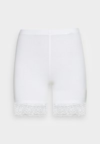 Vita bomullskortleggings med en mjuk textur, med en blommig spetsdetalj vid nederkanten och ett elastiskt midjeband för komfort.