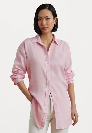 Lauren Ralph Lauren OVERSIZE FLORAL LOGO LINEN SHIRT - Skjortebluse - hint of pink
