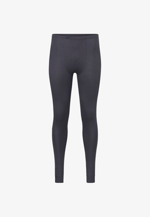 Donkergrijze thermolegging met een hoge tailleband, gebreide stof en taps toelopende pijpen tot aan de enkels.