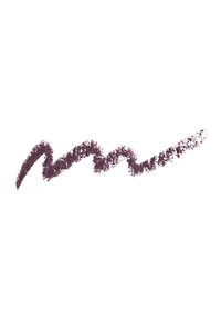 Traccia di eyeliner prugna scuro con una finitura morbida e texturizzata, che rappresenta una linea ondulata su uno sfondo bianco.