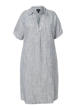 Ulla Popken COASTAL STRIPED SHORT SLEEVE COLLARED - Robe de jour - marine