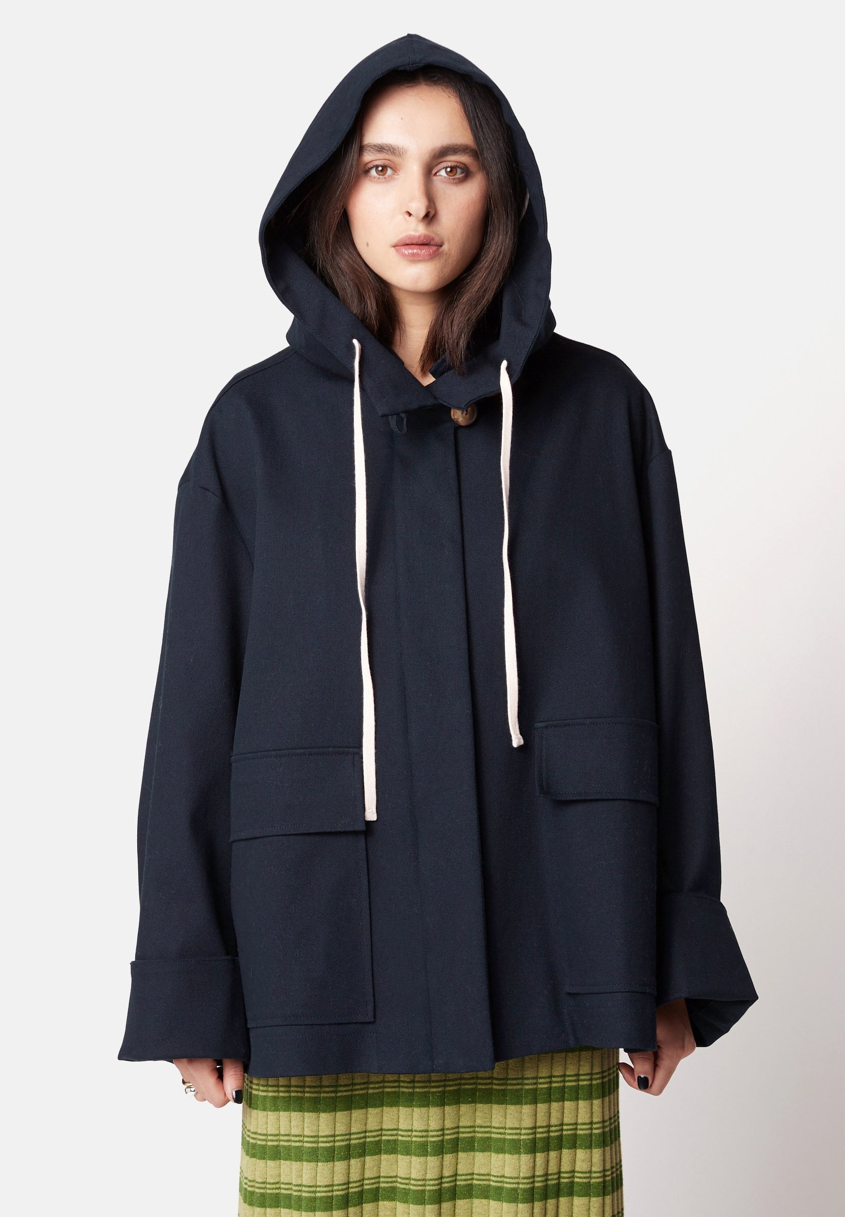 Veste col chemise en velours boutonnée Bleu
