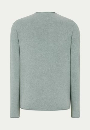 Vihreänvaalea, pitkähihaista neulosta oleva villapaita, jossa on pyöreä pääntie ja resorireunukset hihoissa. Tasainen pinta ja hieman istuva malli.