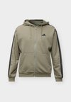 ESSENTIALS 3 STRIPES FULL ZIP - Суитшърт с цип - silver pebble/black